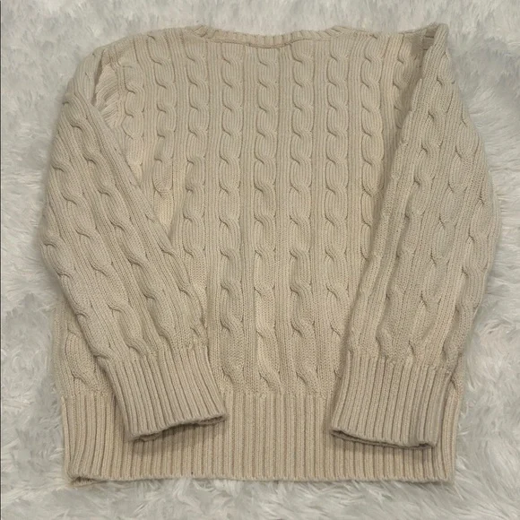 Ralph Lauren Boy’s Beige Cable Knit Crewneck Sweater - Picture 4 of 5
